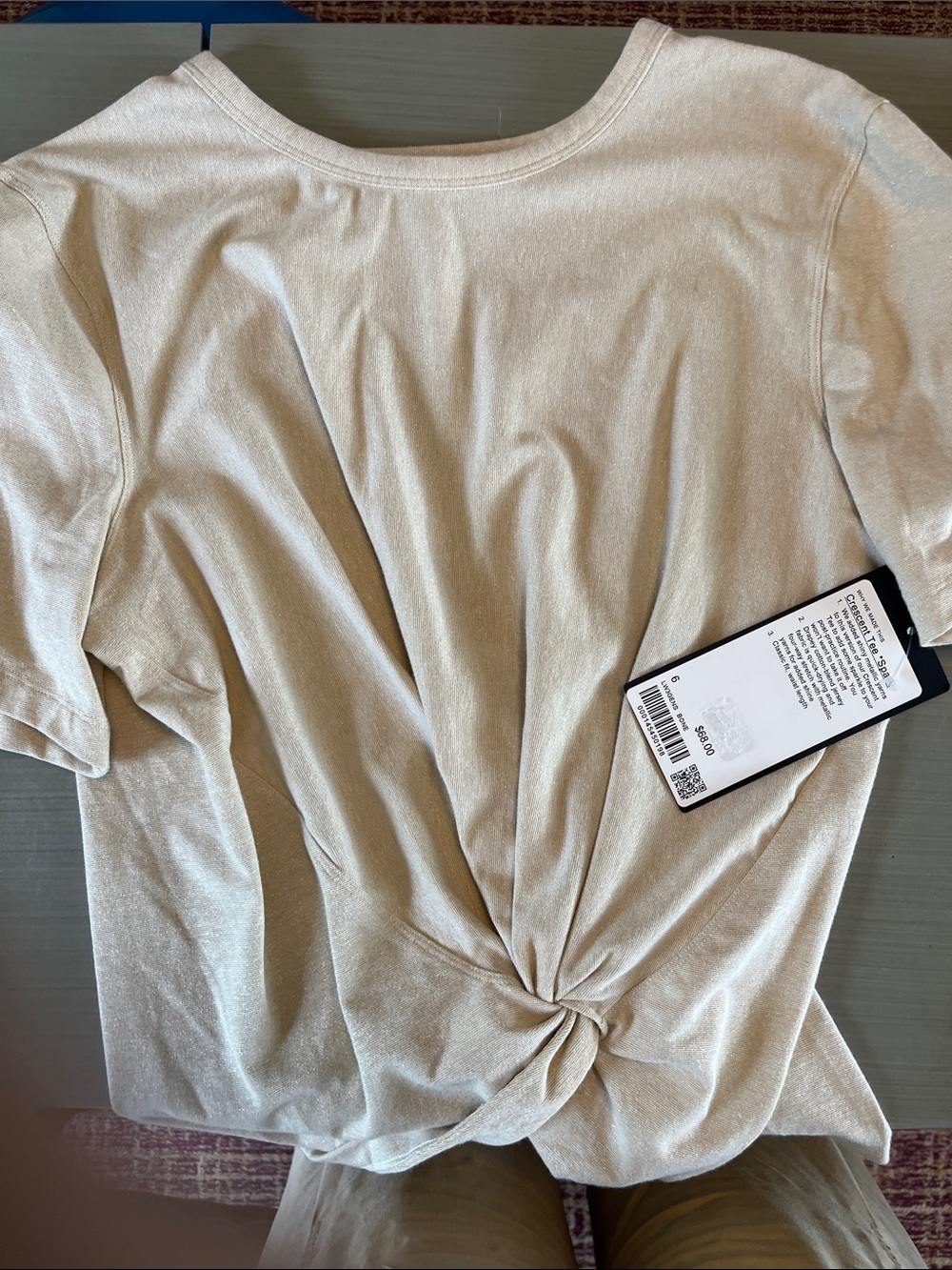 Lululemon NWT Crescent Tee Sparkle Sz 6 Bone